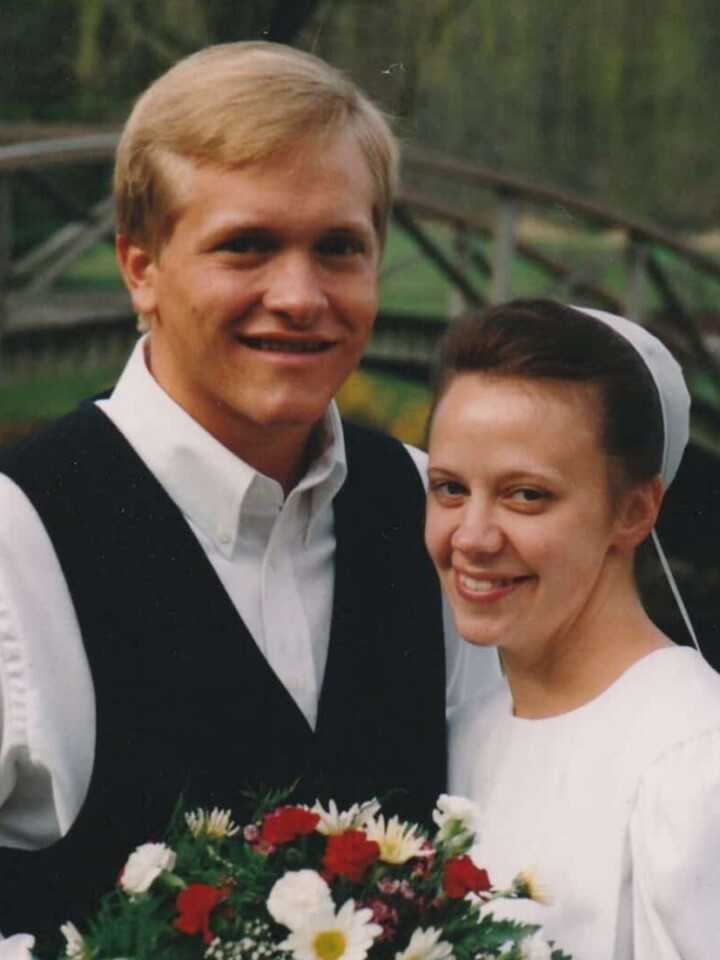 my Mennonite husband and I on our wedding day