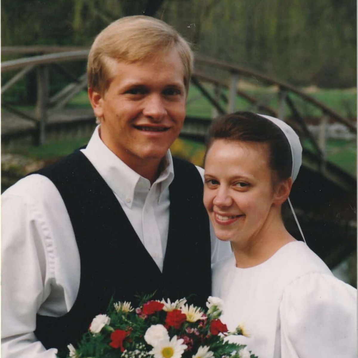 my Mennonite husband and I on our wedding day