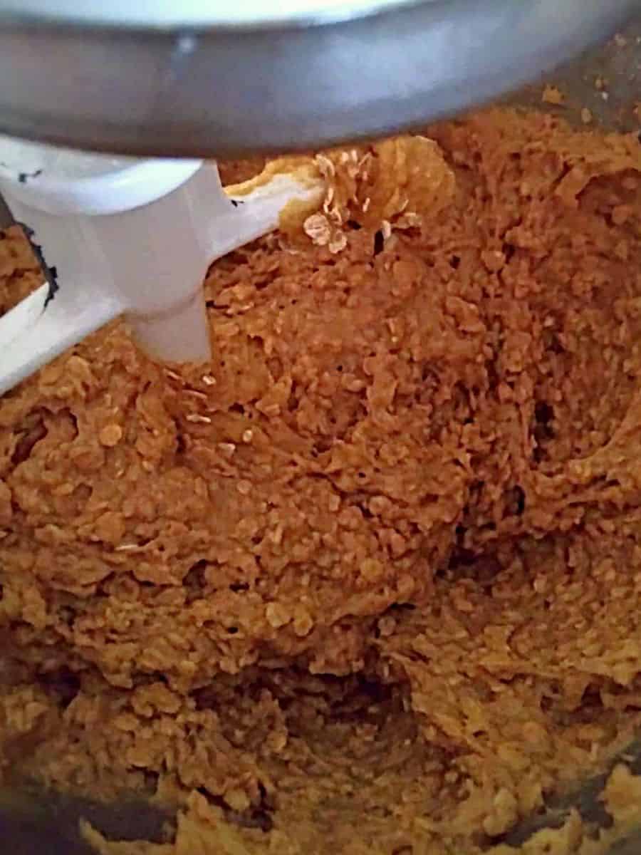 mixing the cookie dough in my Kitchen-Aid.