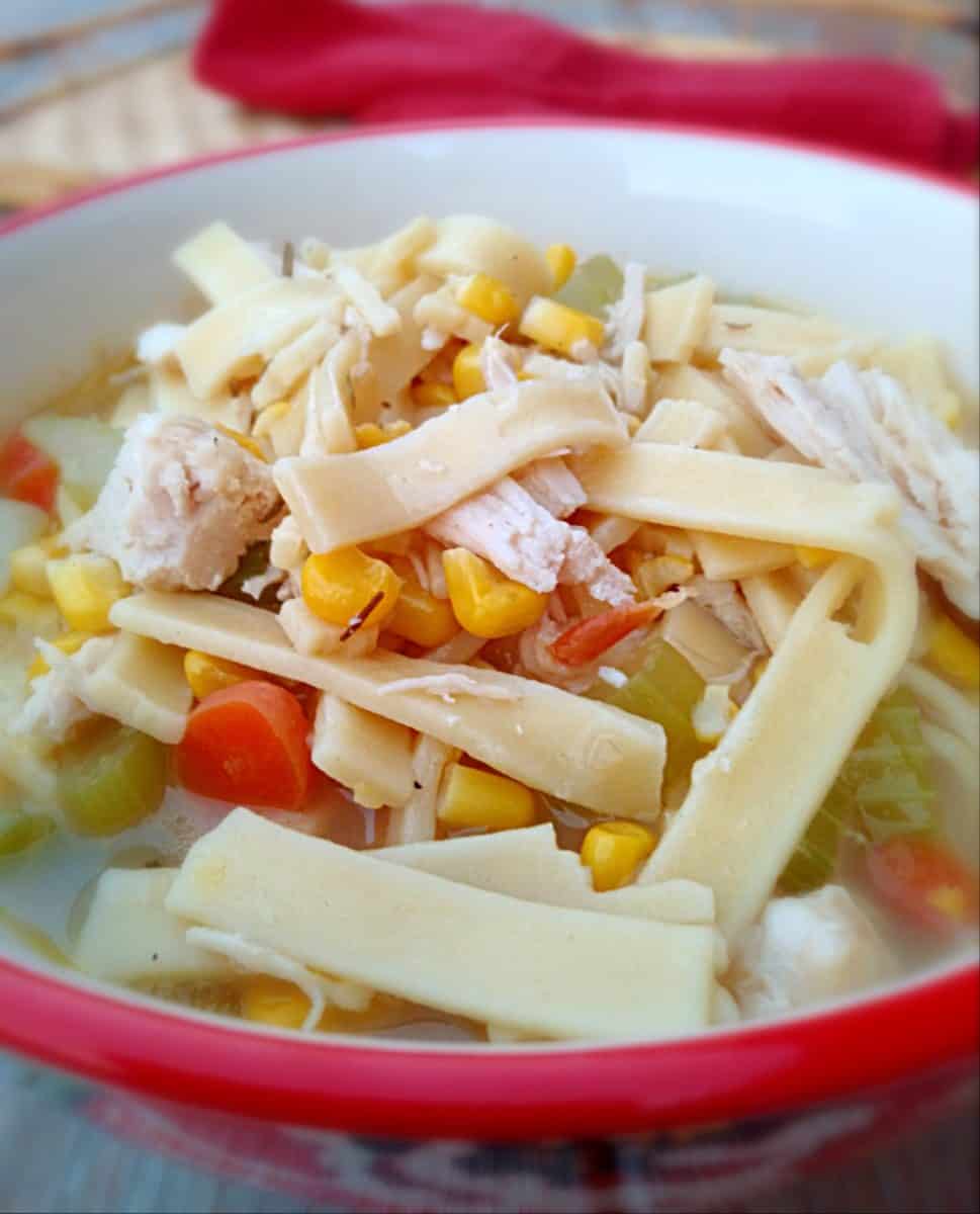 Amish chicken corn noodle soup