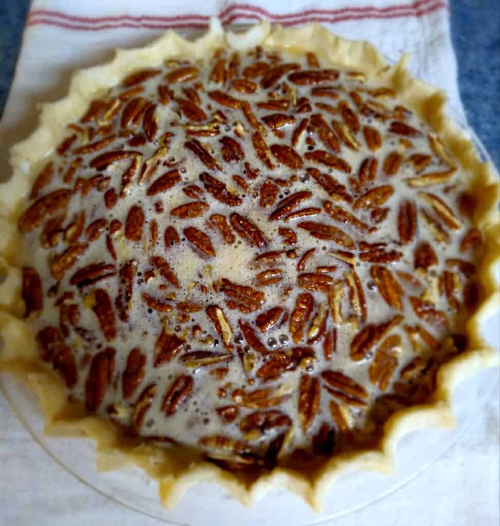 Pecan pie ready for the oven