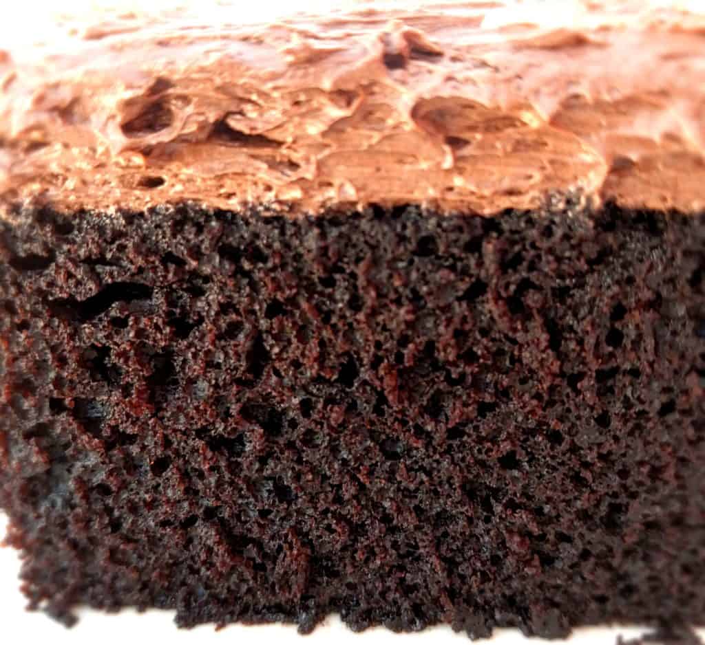 moist and fluffy chocolate cake with frosting