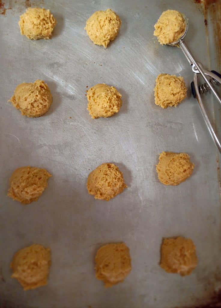 Amish buttermilk cookie balls ready to bake