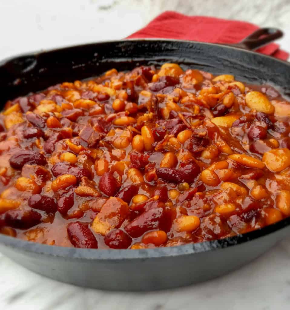 cast-iron-skillet-full-of-baked-beans