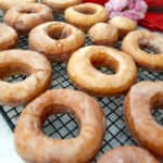 tray of homemade glazed donuts