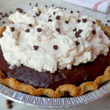 Amish chocolate pie with whipped cream