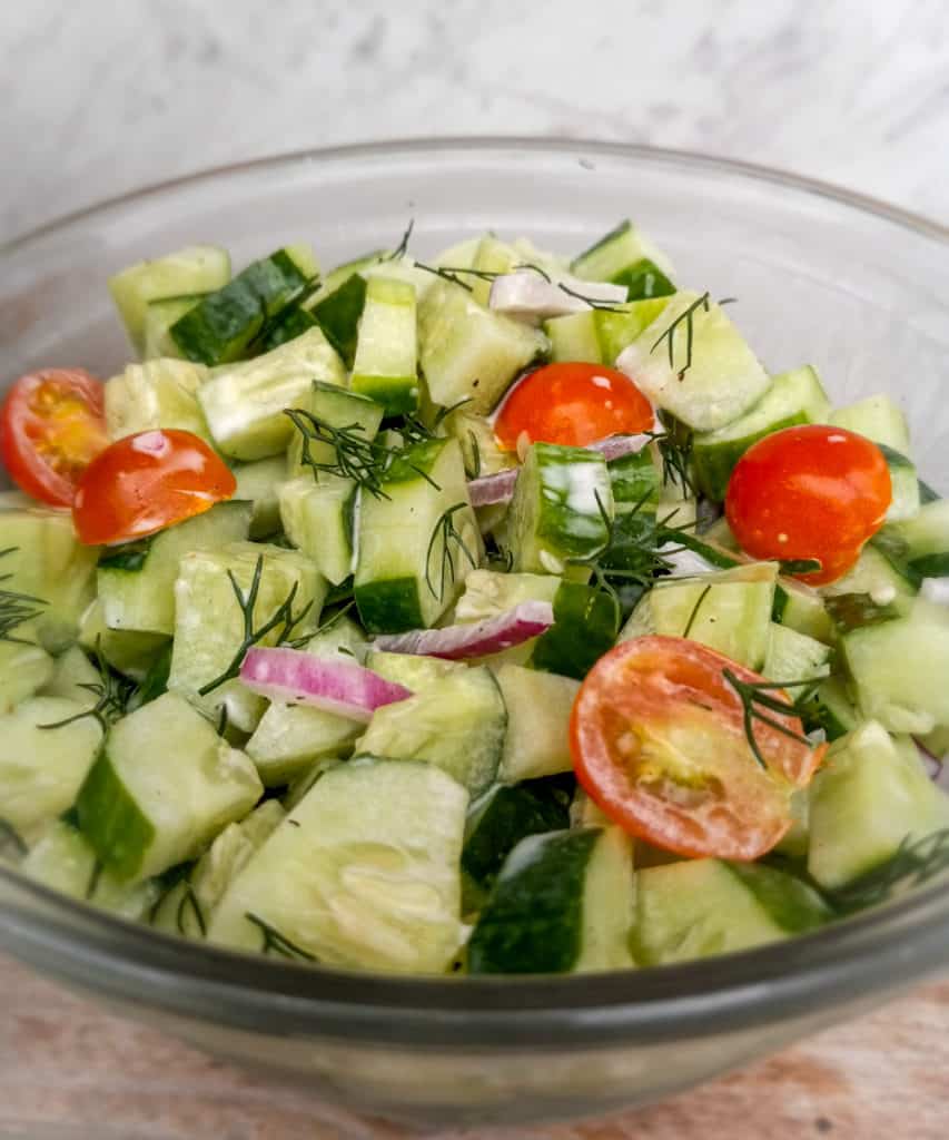 German Cucumber tomato salad with mayo