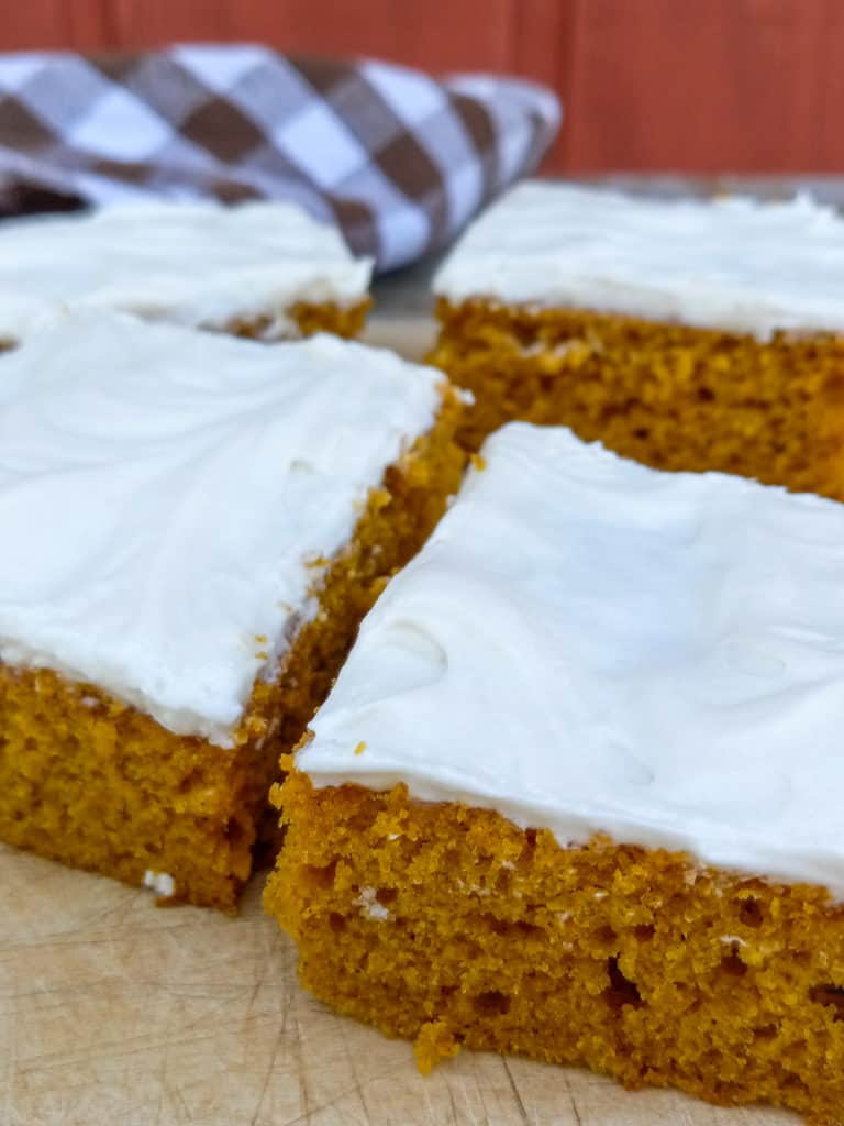 Amish pumpkin bars with cream cheese icing