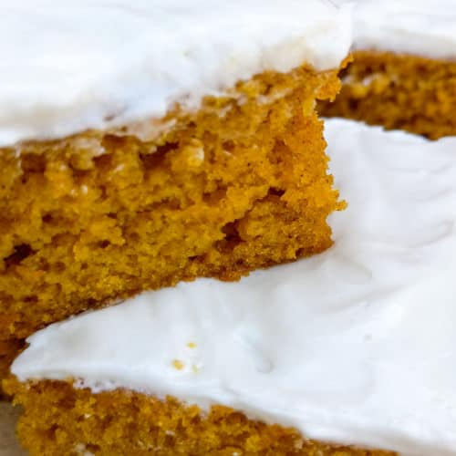pumpkin cake bars with frosting
