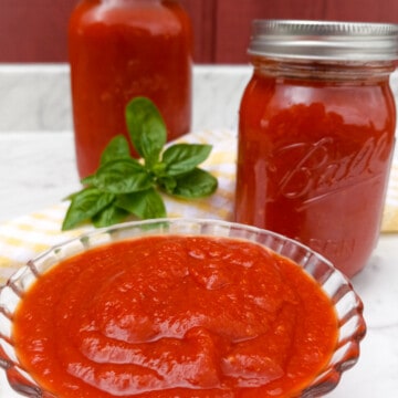 jars and dish of pasta sauce