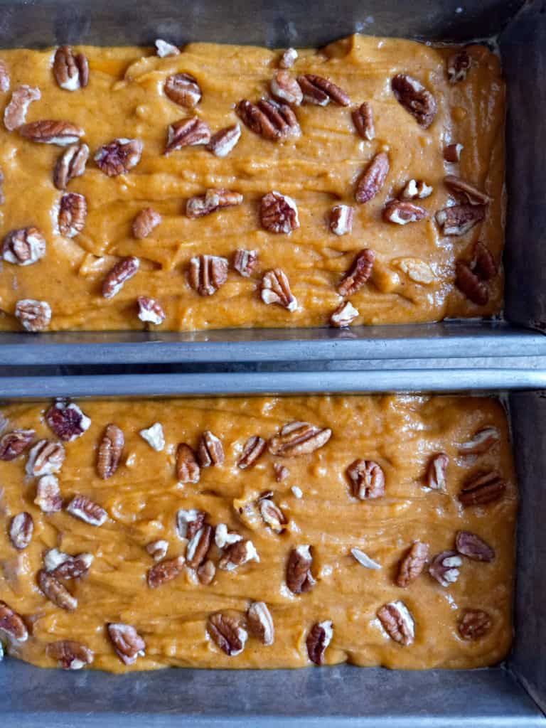 two-loaf-pans-with-pumpkin-batter