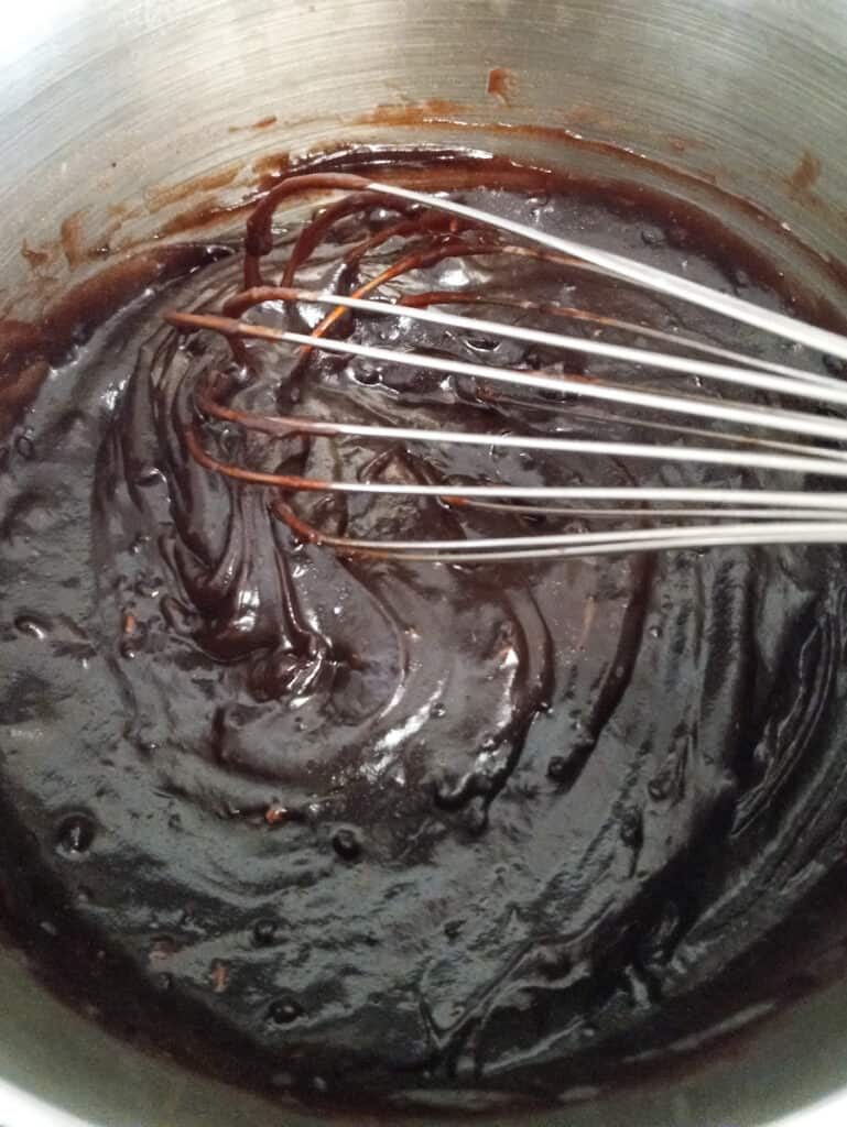 thick chocolate pudding for the bottom layer of the pie.