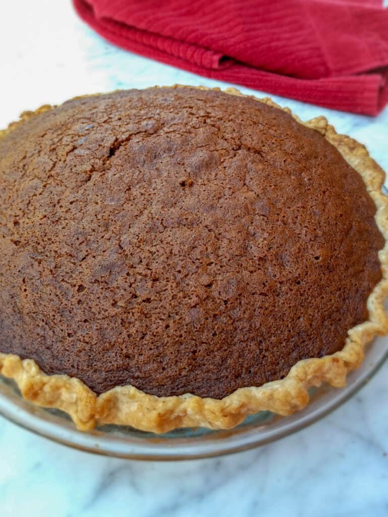 baked chocolate shoofly pie