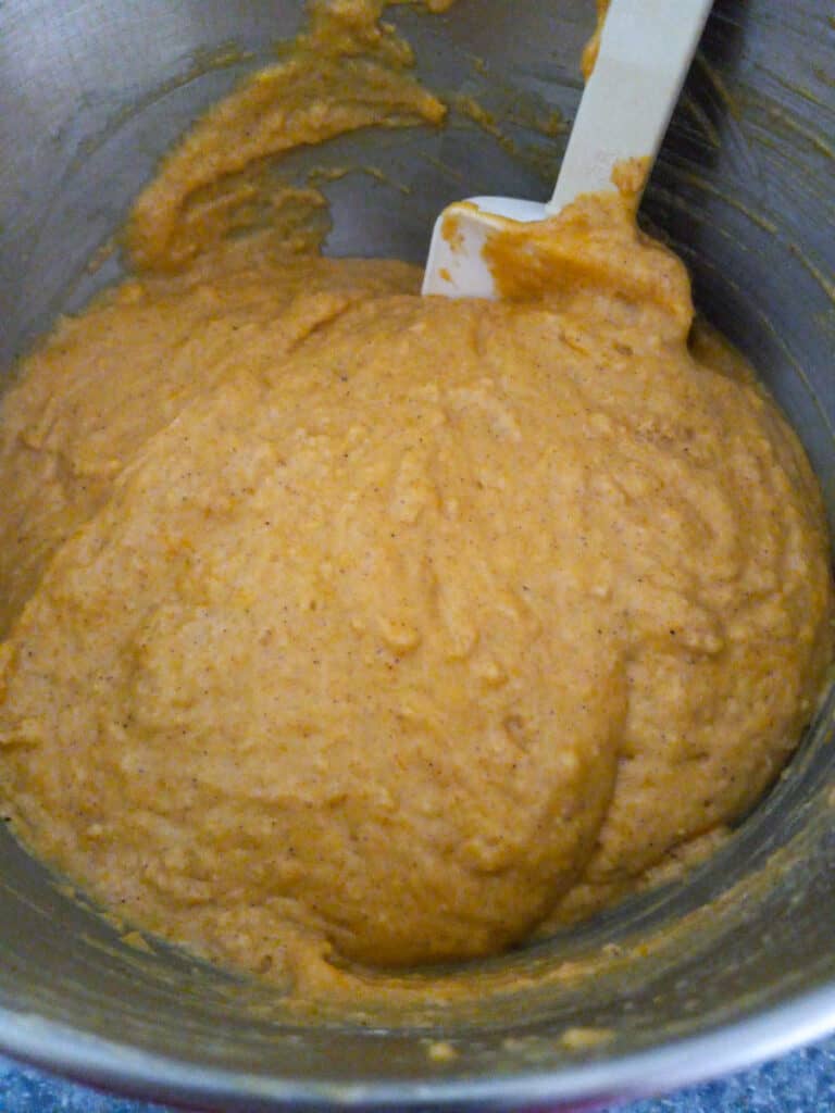 pumpkin coffee cake batter in bowl