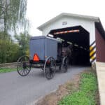 Amish-horse-and-buggy-heading-into-covered-bridge.