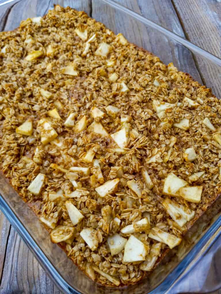9 x 13" pan of baked oatmeal with apples