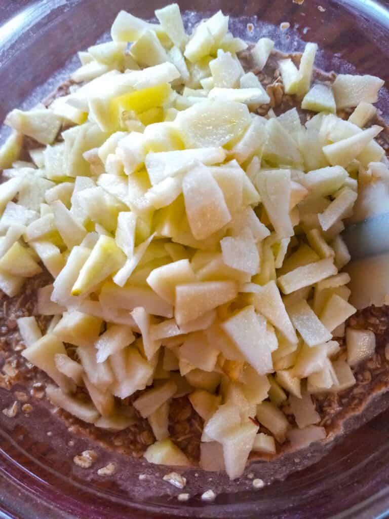 oatmeal batter with chopped apples