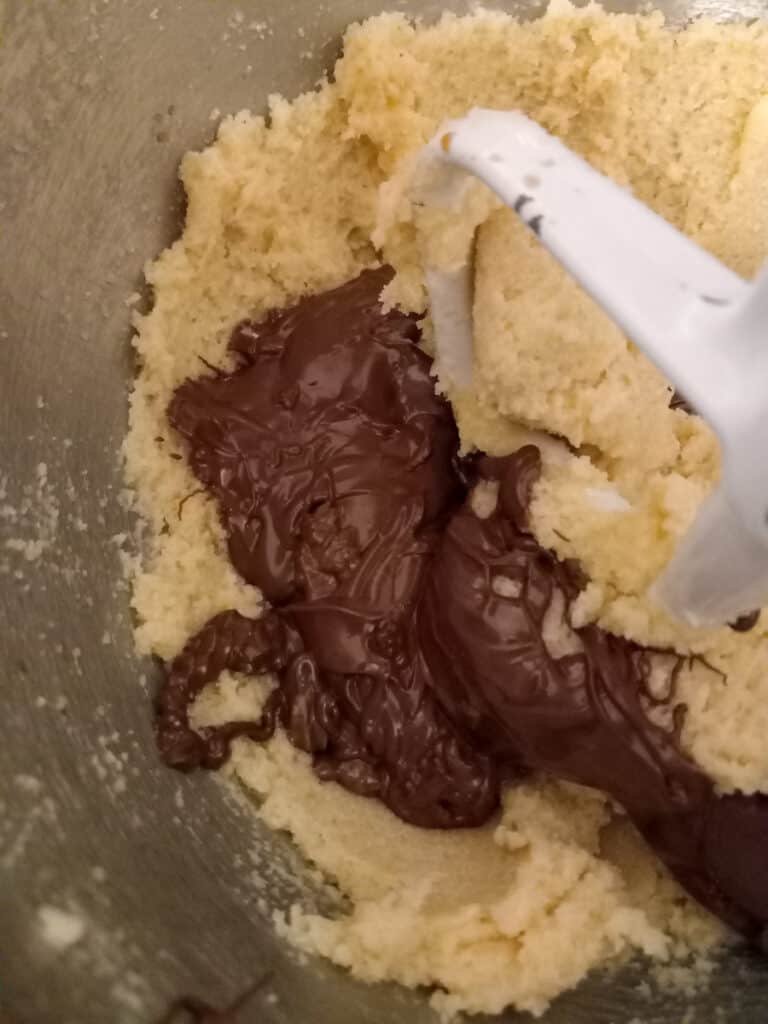 melted chocolate added to cookie batter