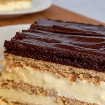 Amish eclair cake on a plate