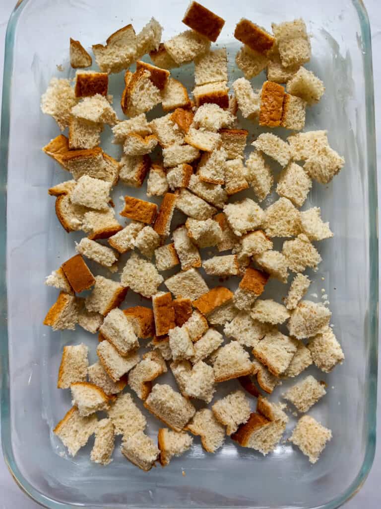 bread cubes in 9x13" pan