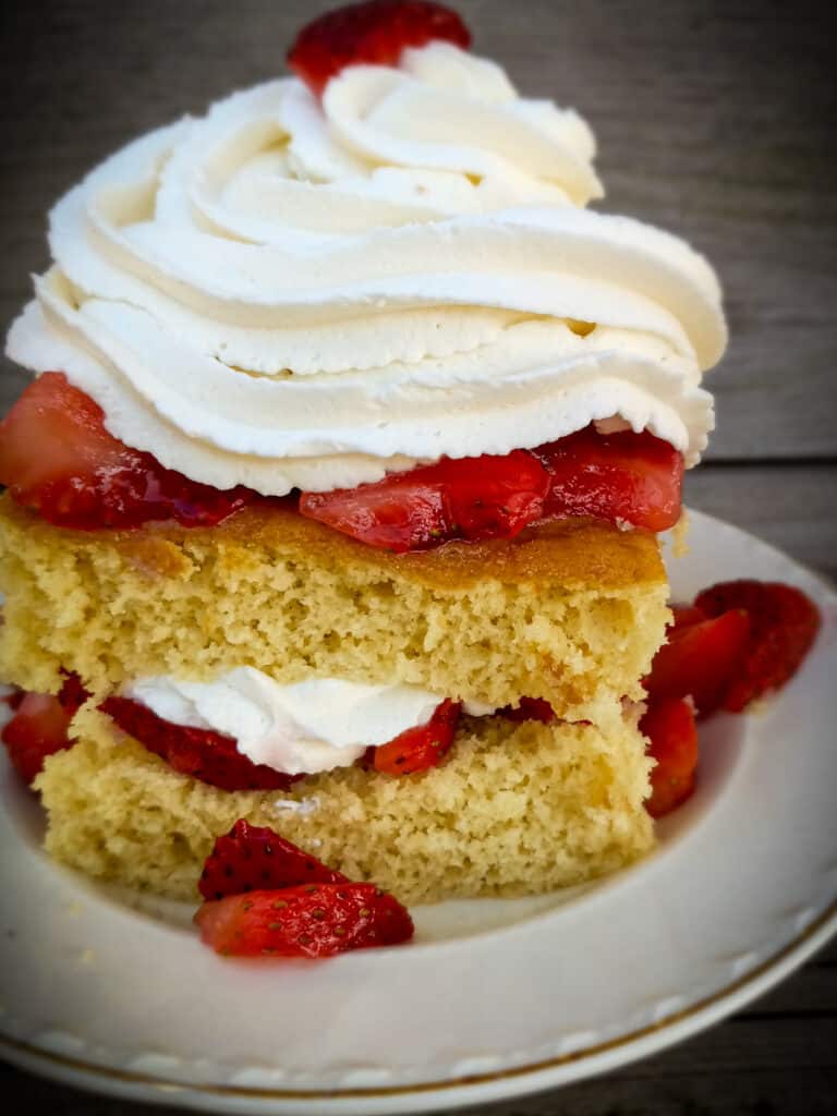 Amish strawberry shortcake on a plate