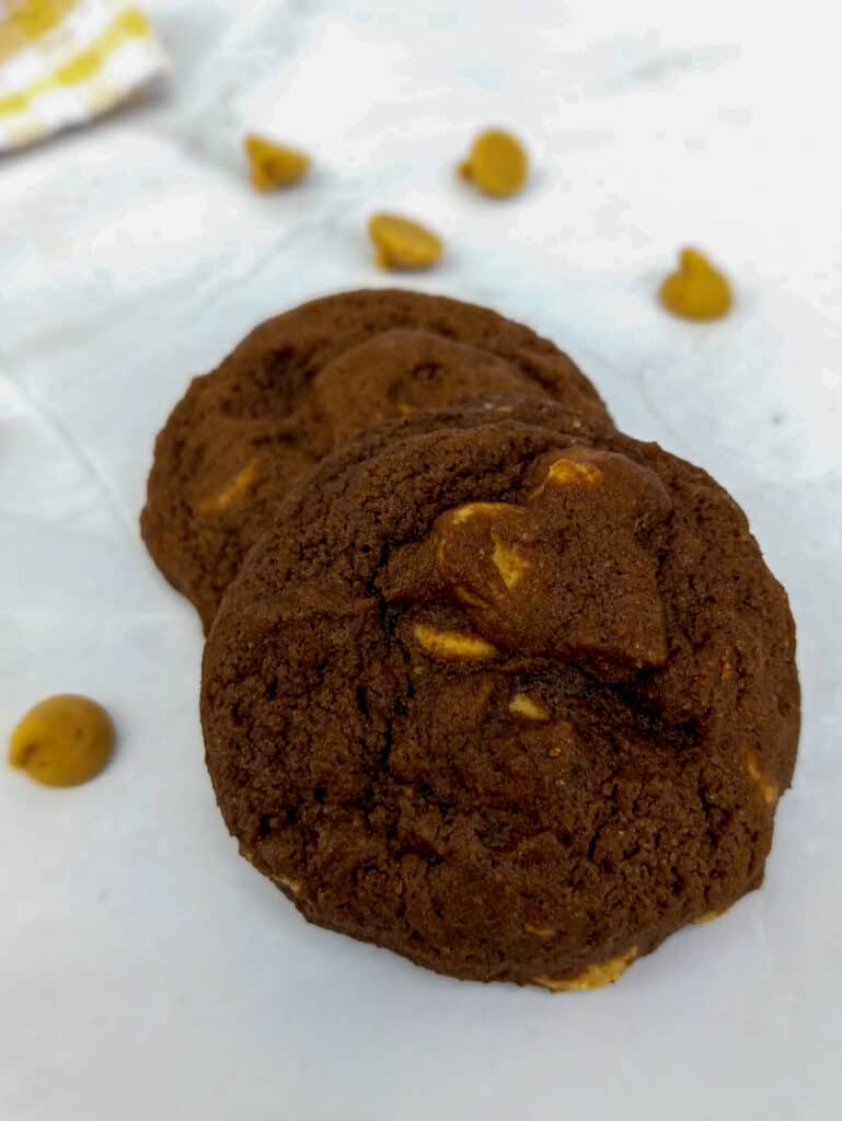 two chocolate peanut butter cookies