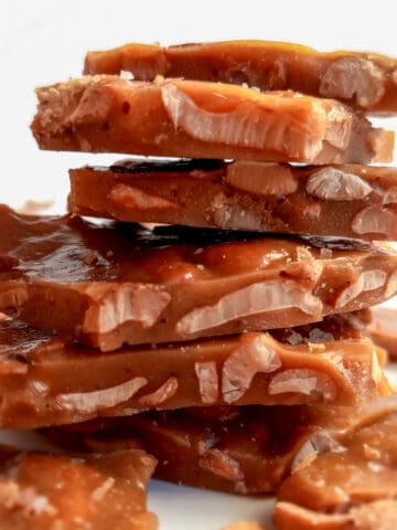 a big stack of cashew crunch.