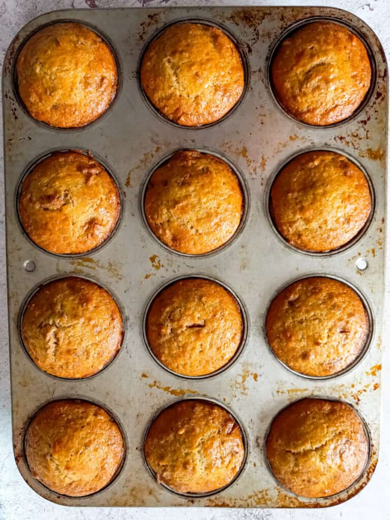 baked muffins in the tins.