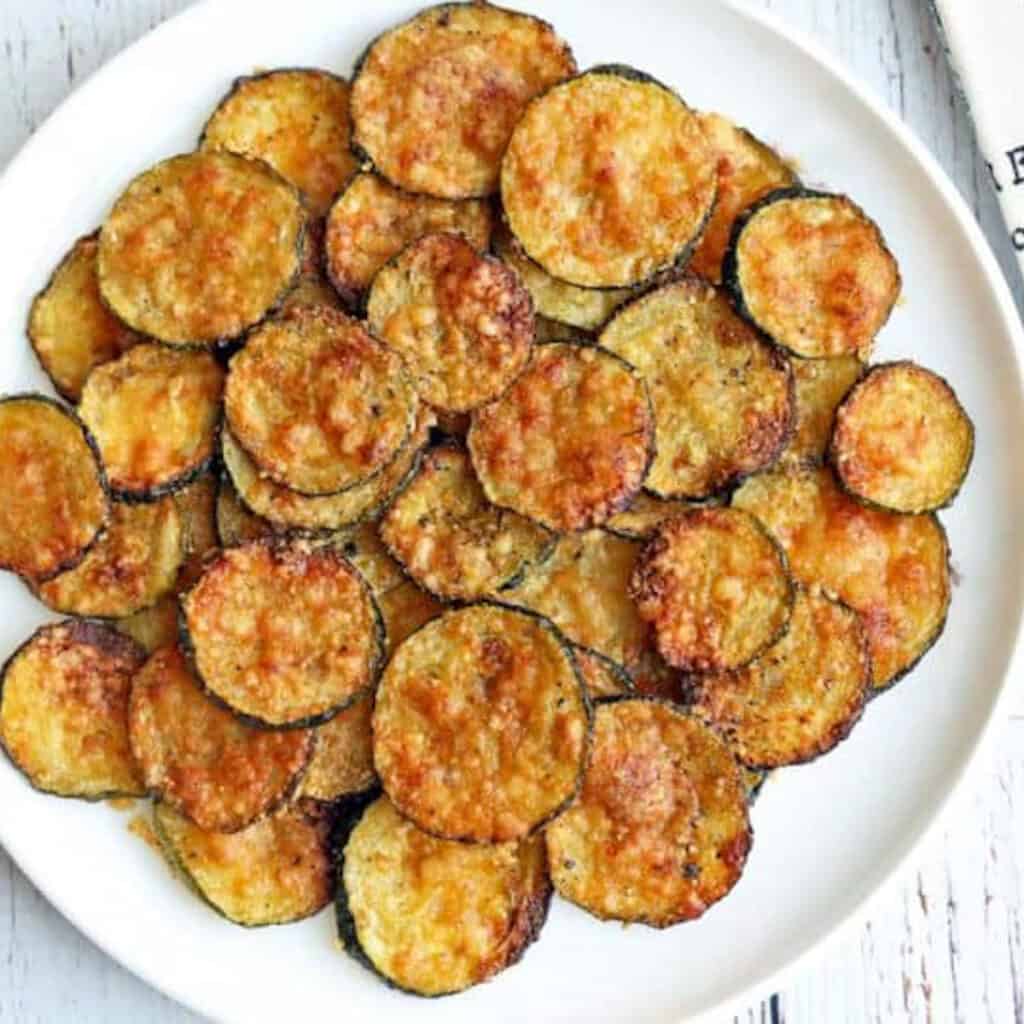 a plate of zucchini chips.