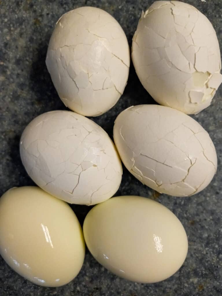 crushing shells and peeling hard-boiled eggs.