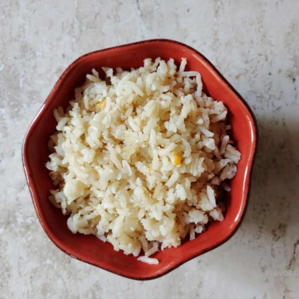 a dish of garlic rice.