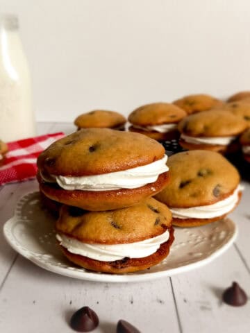 Amish chocolate whoopie pies on a plate.