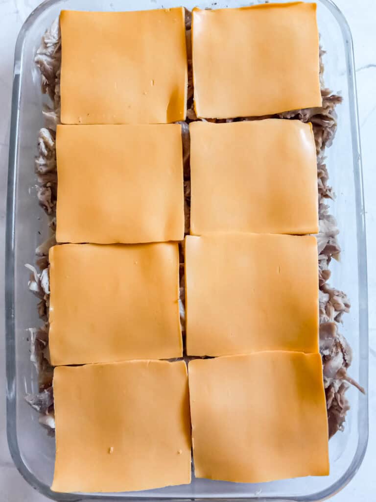 cheese layered over the top of the chicken.