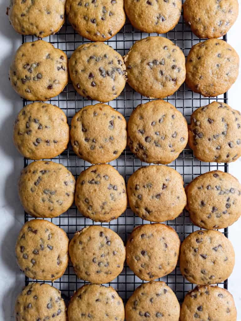 cookies cooling on a wire rack.