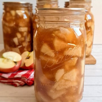 jars of canned apple pie filling.