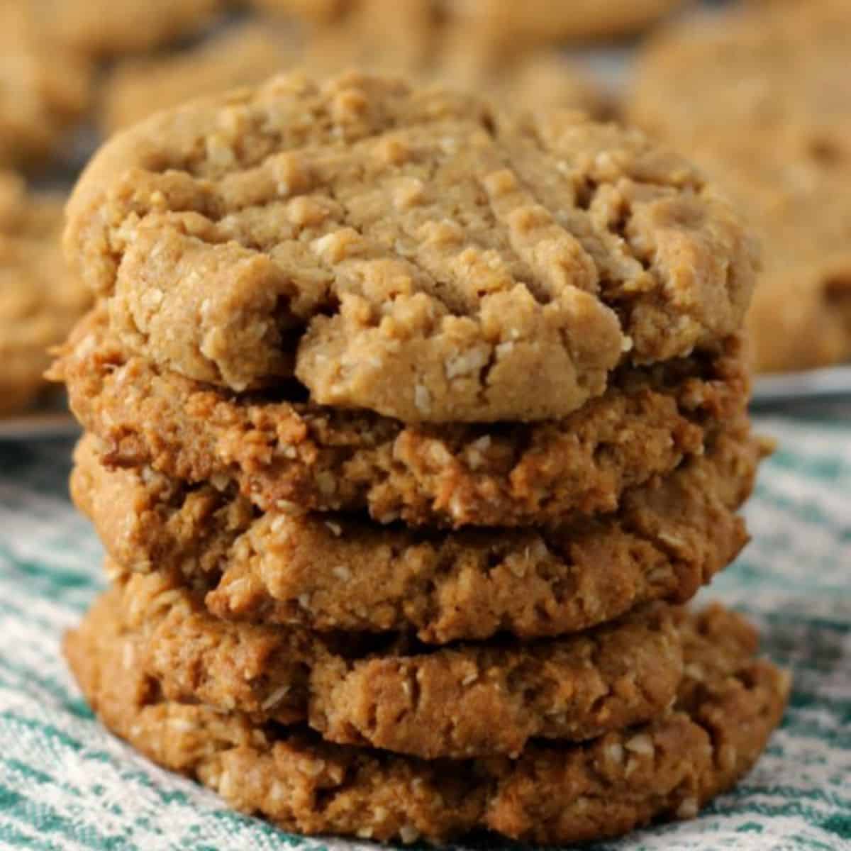 a stack of peanut butter oat cookies without flour.