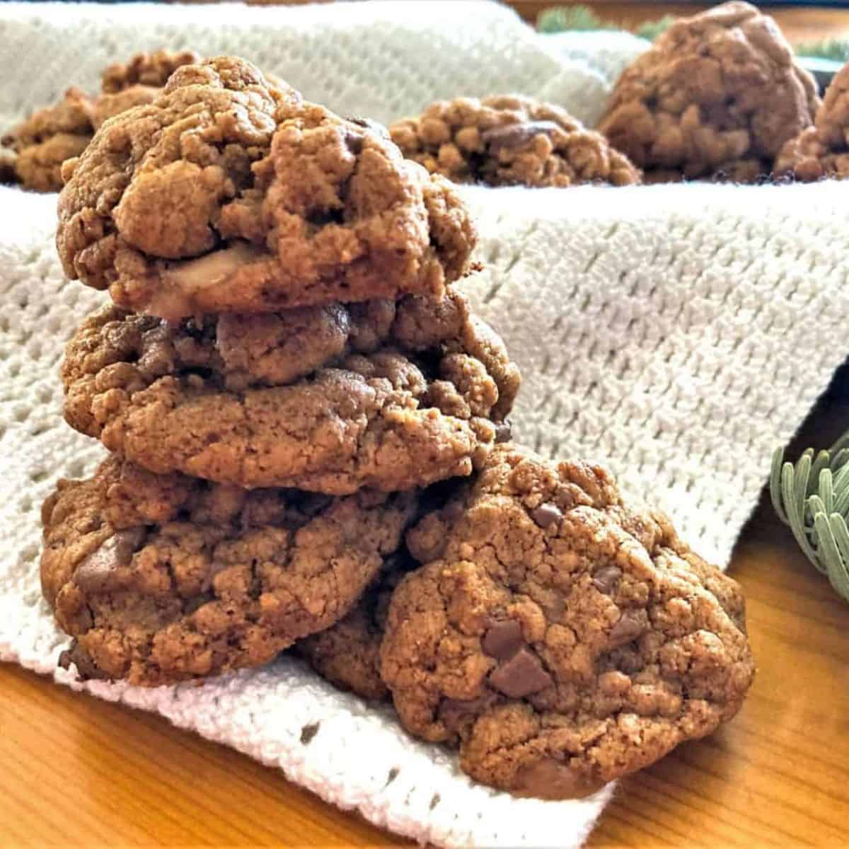 stack of toffee almond butter cookies.
