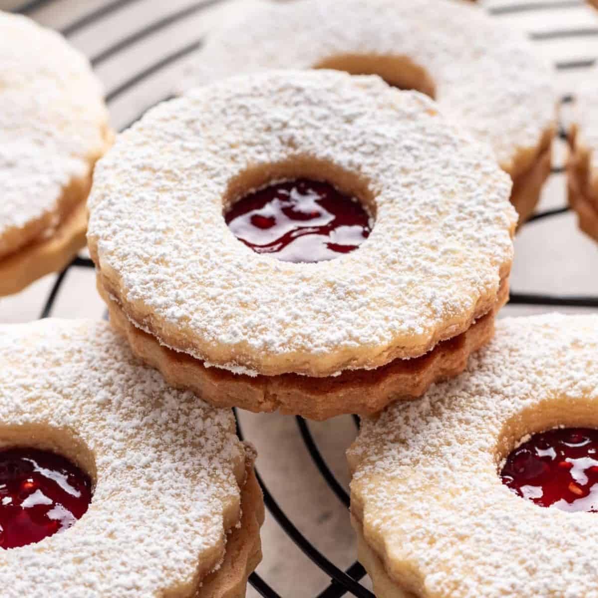 jam filled Linzer cookies.