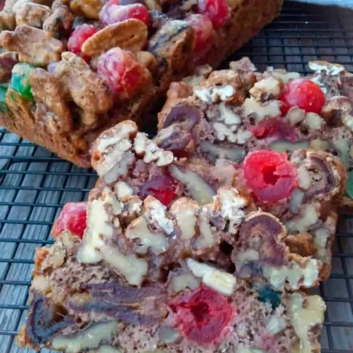 slices of vintage Christmas fruitcake.