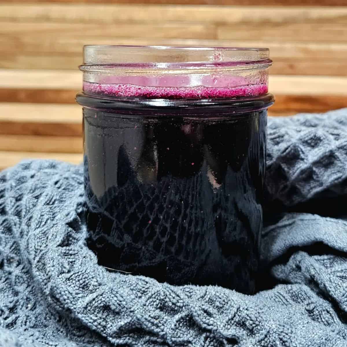blueberry syrup in a jar.