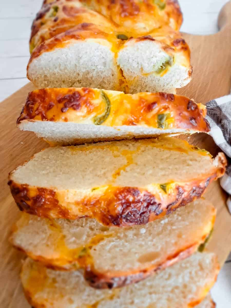 slices of Amish cheese bread.