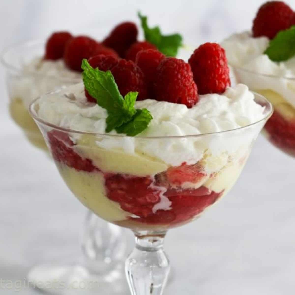 mini fruit, creme, and berries trifles.