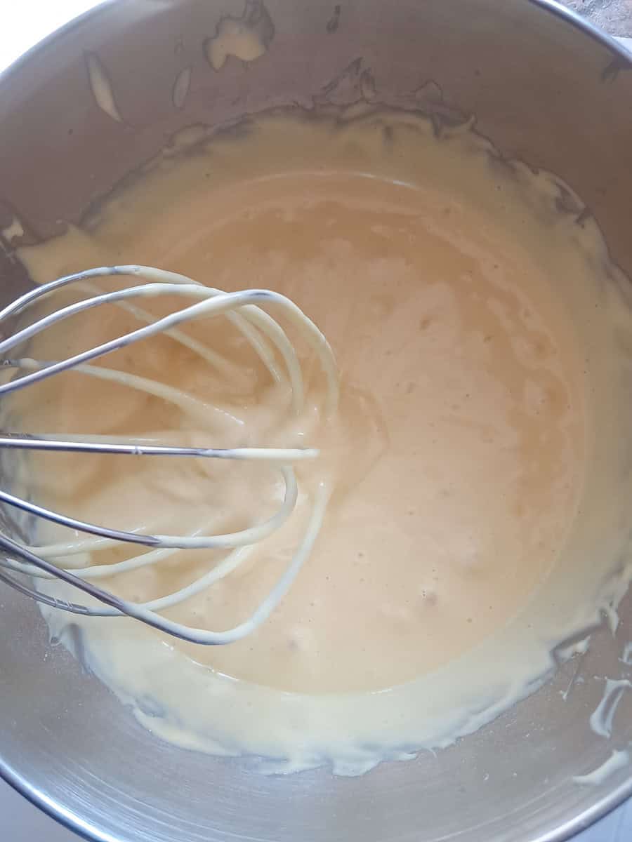 mixing the batter. in a large bowl.