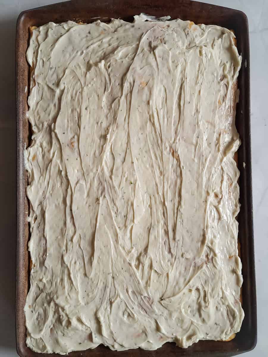 dressing spread over the cooled crust.