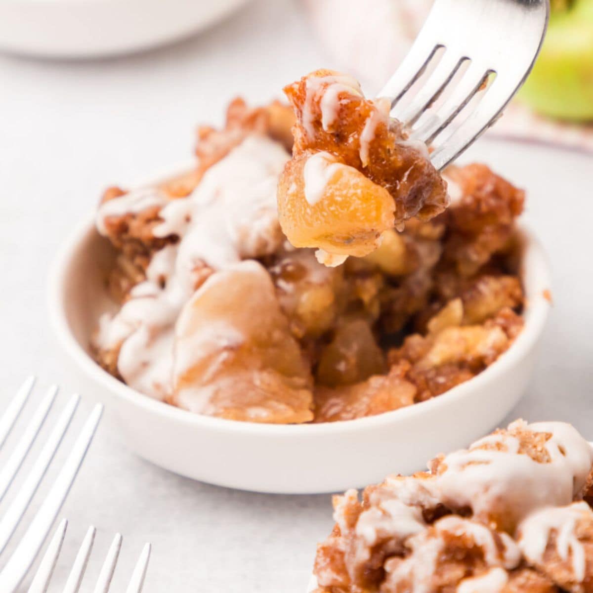a bowl of apple cinnamon roll bake.