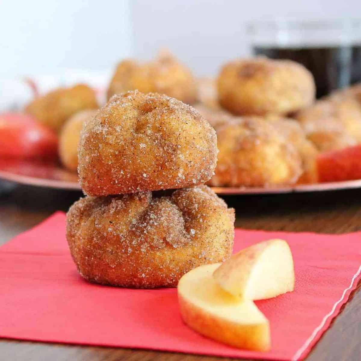 a stack of air-fried apple bites.