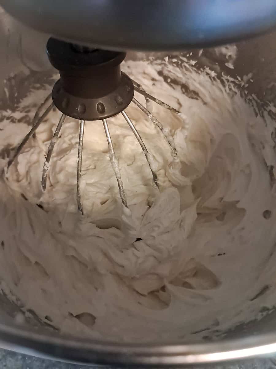 whipping the filling with a mixer and whisk.