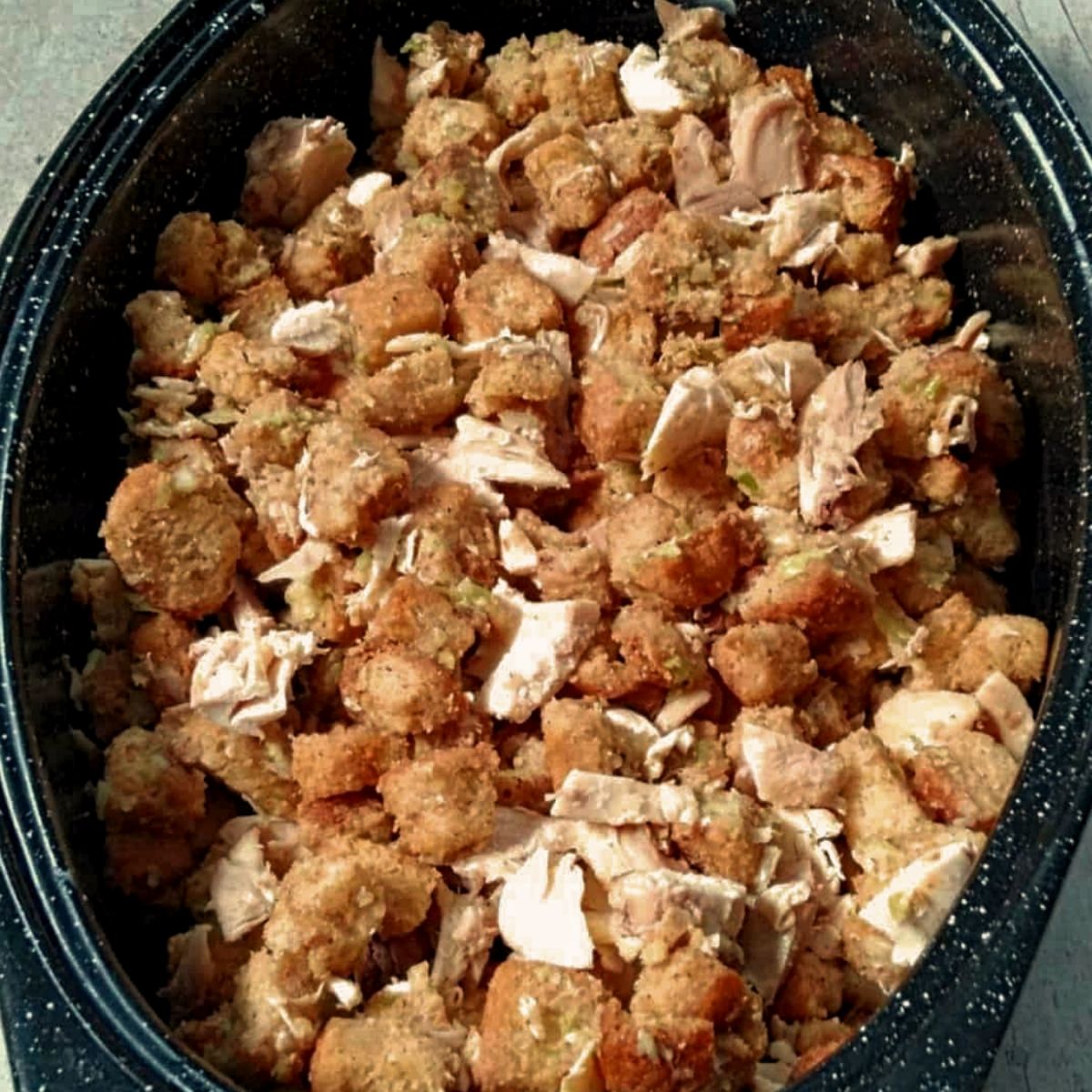 roaster full of Amish wedding roasht.