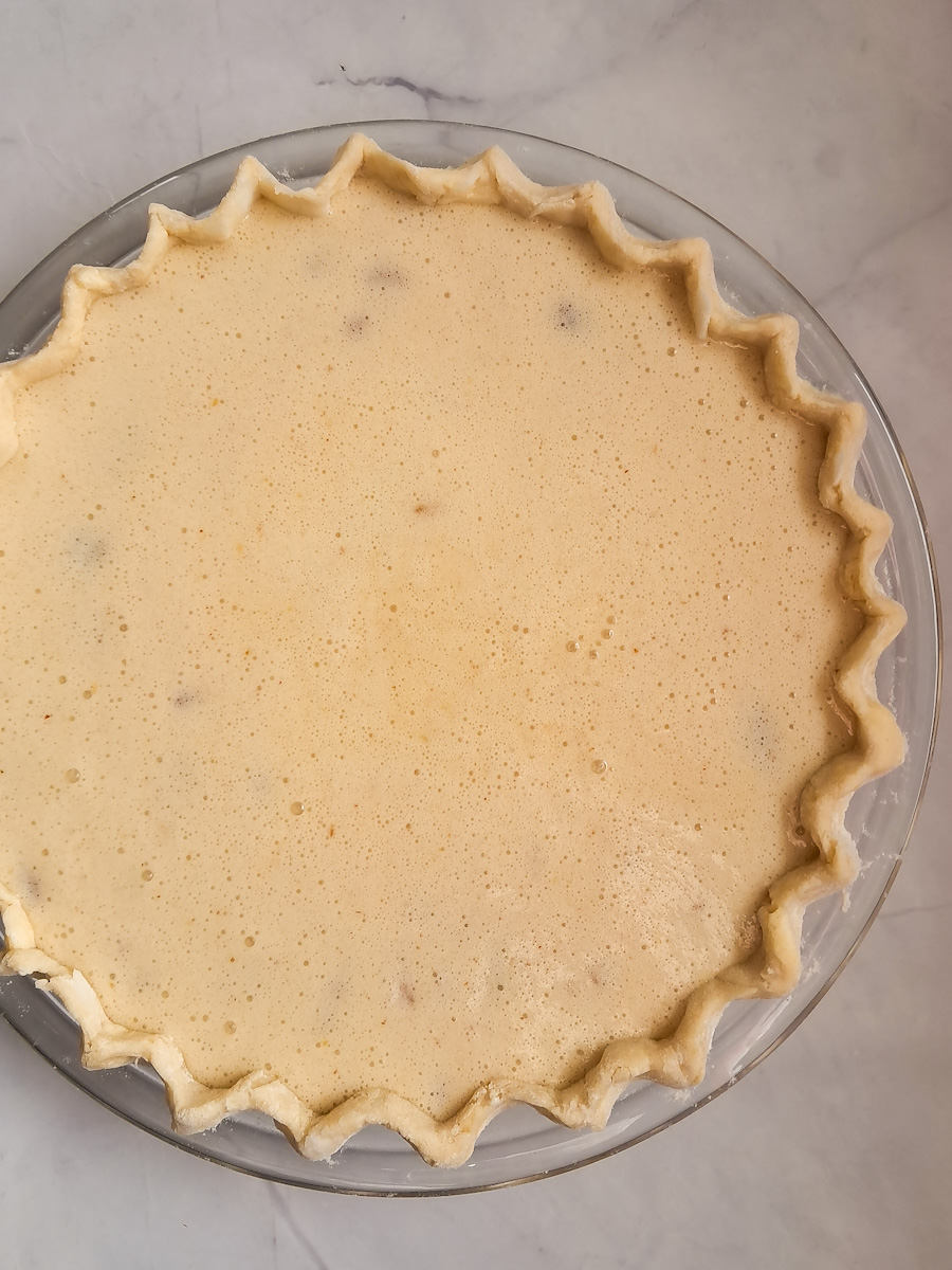 our pie is ready for the oven.