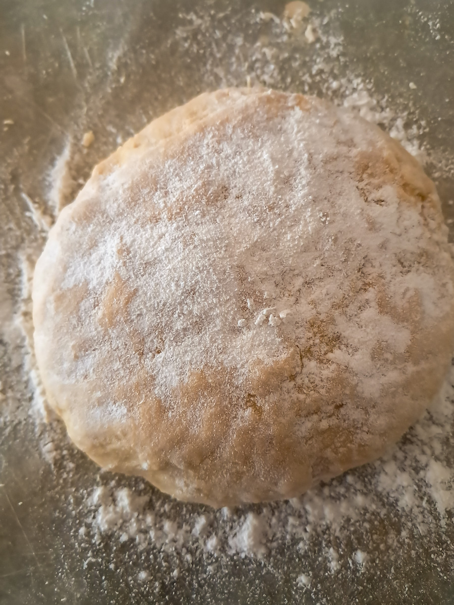 a ball of dough to make noodles.